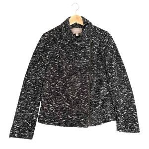 Banana Republic Women's Black and White Moto Zip Front Jacket Size 6